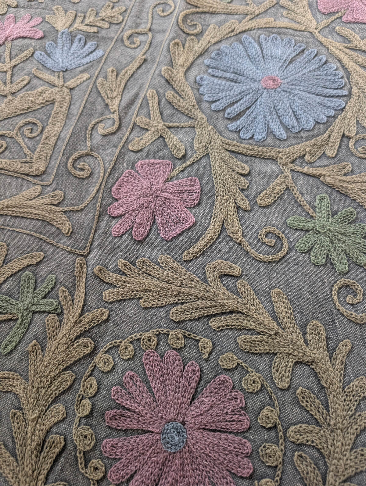 スザニ刺繍 生地 ビンテージ × フラワー